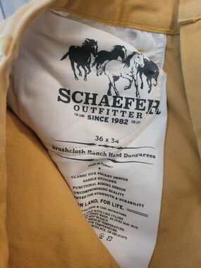 Schaefer Outfitter Brushcloth Ranch Hand Dungarees - Mustard Yellow Sz 36x34